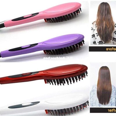 Women Hot Hair Straightener Comb Electric Iron Hair Brush St