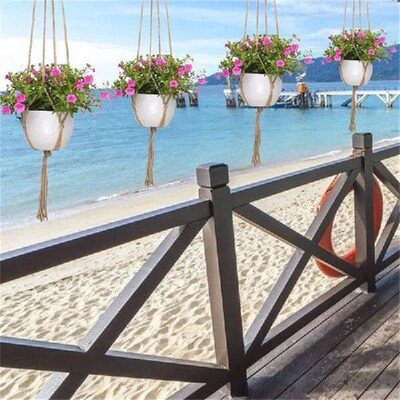 1/2/3pcs Flower Pot Hemp Rope Hanging Net Straw Macrame