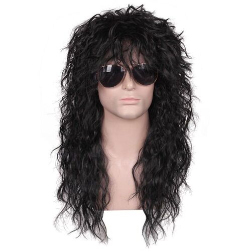 Mens Hair Long Curly Hair 80s Punk Heavy Metal Wig Rock Wig