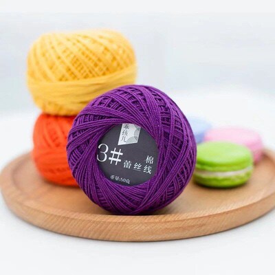 No3 Lace Thread Crochet Yarn Fine Cotton Thread Mercerized C