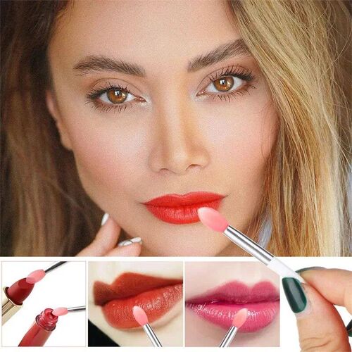 3/5PCS Portable Silicone Lip Brush With Cover Soft