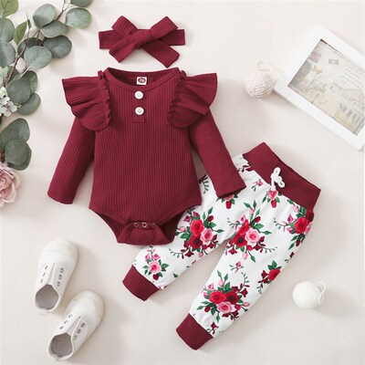 3Pcs Newborn Girl Clothes Set 3 Months Baby Girl Clothes Tod