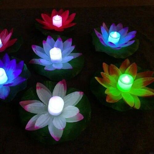 LED Floating Lotus Flower Lamps On Water Swimming Pool