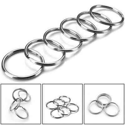 ,50pcs Metal Blank Keyrings Keychain Split Ring Keyfob Key