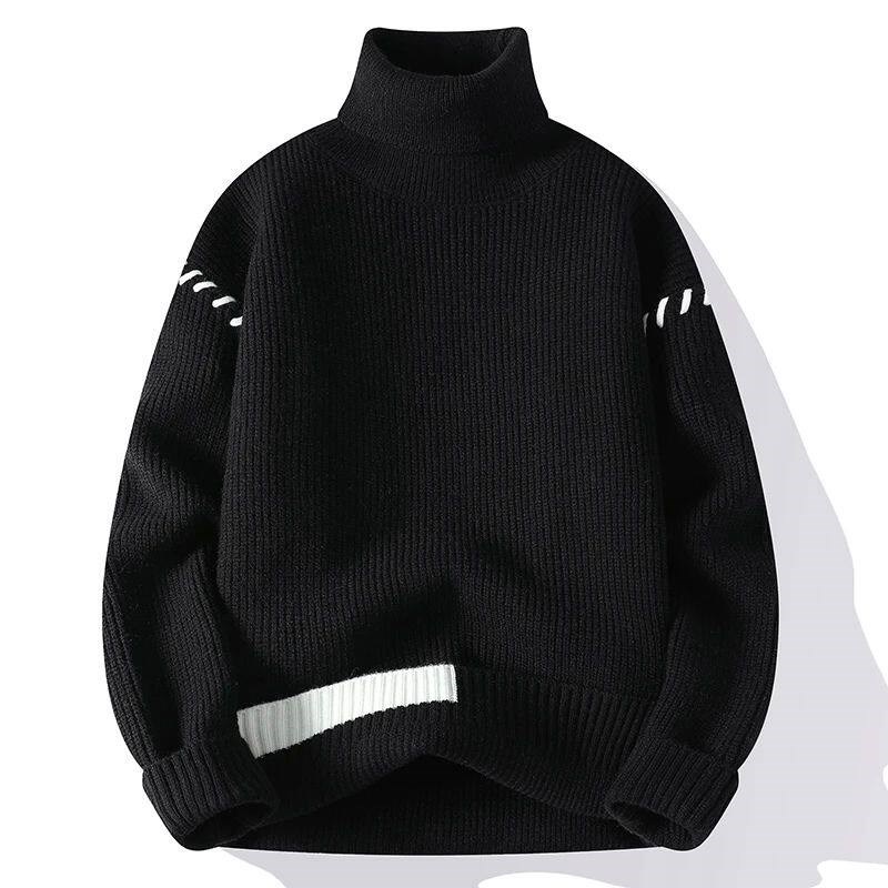New Fashion Youthful Vitality Mens Turtleneck Sweater - 实物图