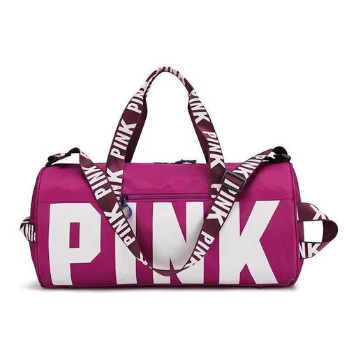 Women Pink Travel Bag Female Fitness Training Duffle Bag for