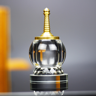 水晶工艺品水晶瓶舍利塔小号密封空瓶子装藏甘露丸的瓶子桌面摆件