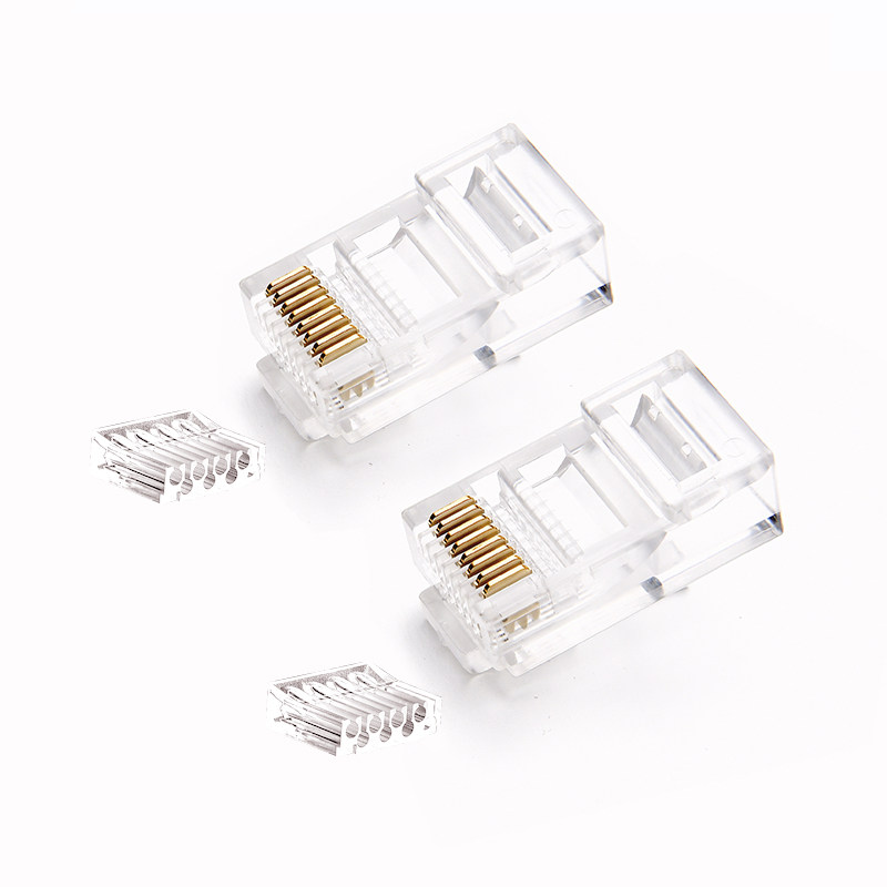 安亿通镀金分体式超类千兆网线接头RJ5金属屏蔽六类水晶头