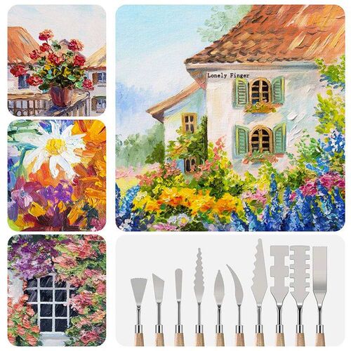 10Pcs Palette Knife Set, Stainless Steel Spatula Painting Kn