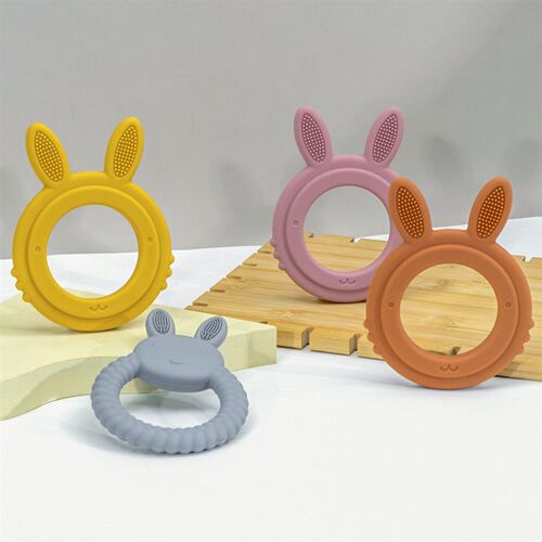 1Pcs Baby Teether Silicone Toy BPA Free Cartoon Rabbit Nursi