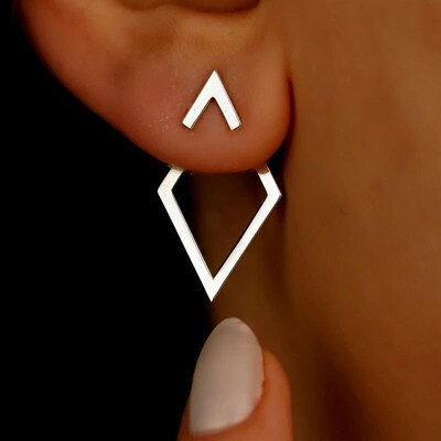 Retro Minimalist Geometric Square Detachable Triangles Stud