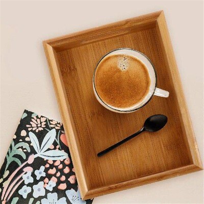 Tray Coffee Storage Food Serving Dessert Severing Bamboo