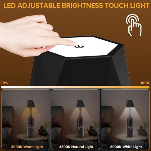 Wireless Bottle Table Lamp Touch Control of 3 Colors and Ste