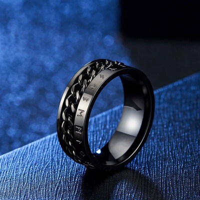 Roman Numerals Stainless Steel Chain Rotating Anxiety Black