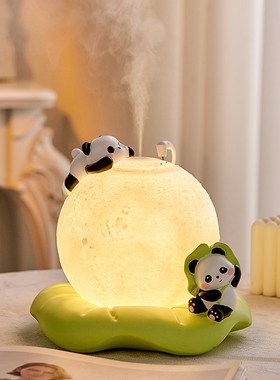熊猫加湿器床头氛围触控小夜灯创意摆件卧室睡眠灯插电款家居饰品