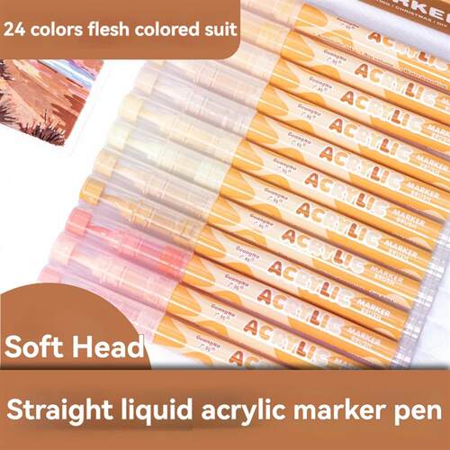 24-color Acrylic Marker Pen Straight Liquid Pressure-free So
