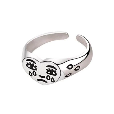 Love crying face ring sad teardrop expression ring temperame