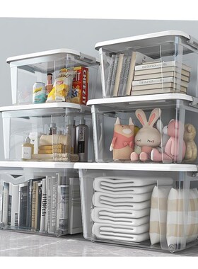 Large Transparent plastic storage box front open Toy clothes