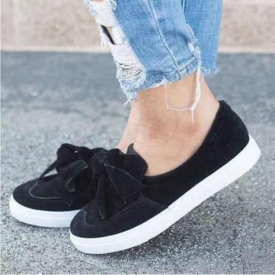 。Womens shoes single shoes Suede Flat Bottom sweet casual