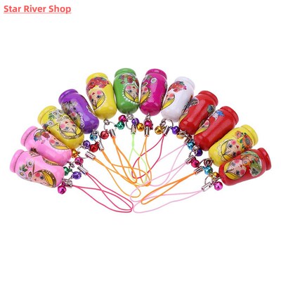 12pcs/lot Wooden Russian Matryoshka Doll Fashion Keychain Pe