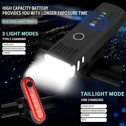 1/2 Pack Rechargeable Bike Light Set  Headlight & Rear Taill