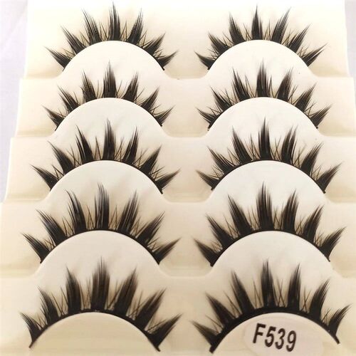 Natural Long Cosplay Makeup Cross Strip False Eyelashes Blac