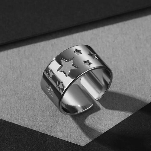 Cxwind Stainless Steel Ring Womens Hollow Ring Broadband Ri