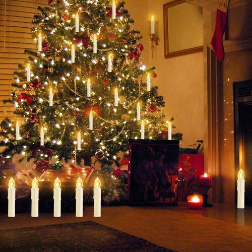 10/20/30/40 PCS Christmas Candle With Timer Remote 2023 New