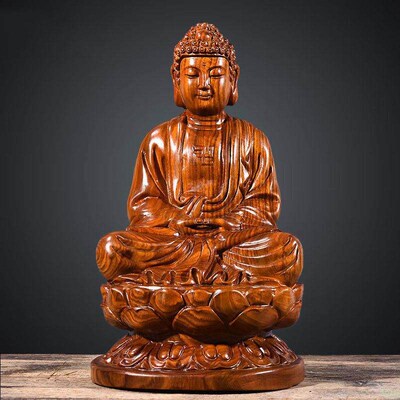 Ebony Wood Carving Sakyamuni Buddha Ornaments Moni Buddha