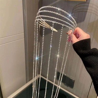 2024 Fashion Tassel Multilayer Crystal Headband For Women Sh