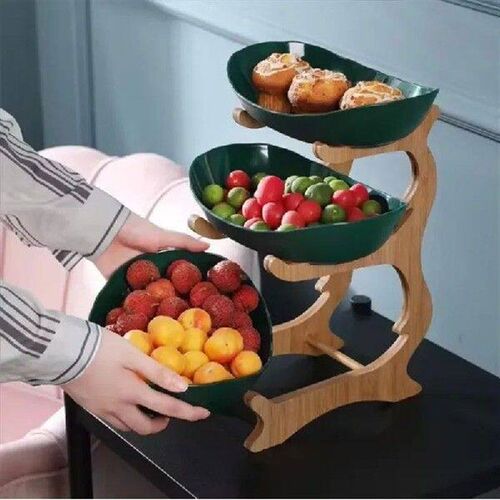 Table Plates Dinnerware Wooden 2/3Layer Kitchen Vegetables