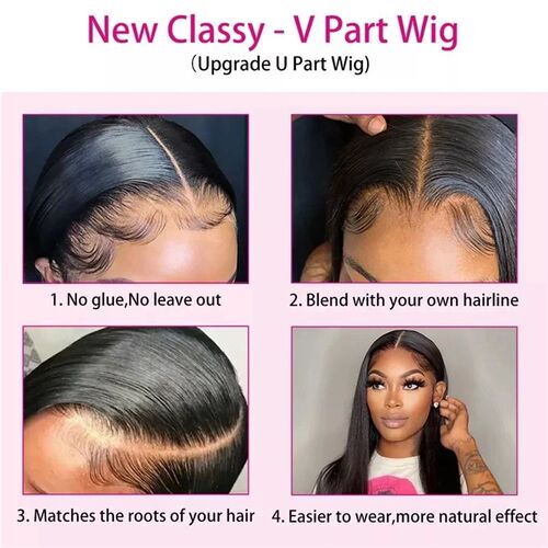 Kinky Straight U Part Wig 10-30 Inch U Part Yaki Straight Wi