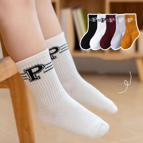 5 Pairs/Lot Autumn Winter Warm Baby Children Socks Solid Col