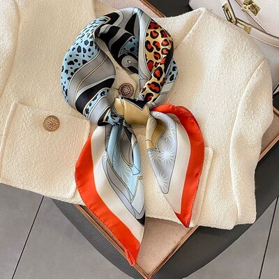 New 70*70cm Silk Satin Hair Scarf Women Handkerchief Printed