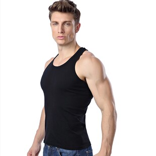 Gym Man clothes Singlet Vest深v背心男棉 Men stringer TankTop