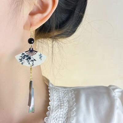 Steel Fun Jewelry New Chinese Style Fan Shell Pendent Long T