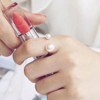 G293 Fashion Mujer Anneau Anel Simulated Pearl Adjustable Op