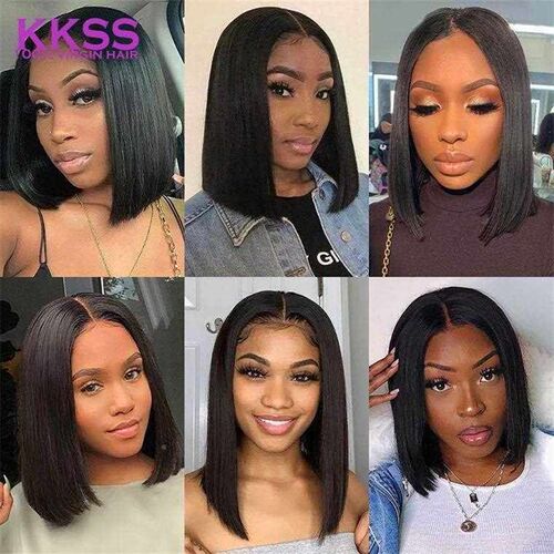 10A brazilian human hair short bob wig 4*4 t part women wigs