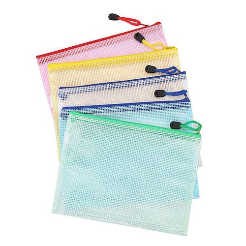 Transparent zipper file bag stationery mesh pen bag A4 water