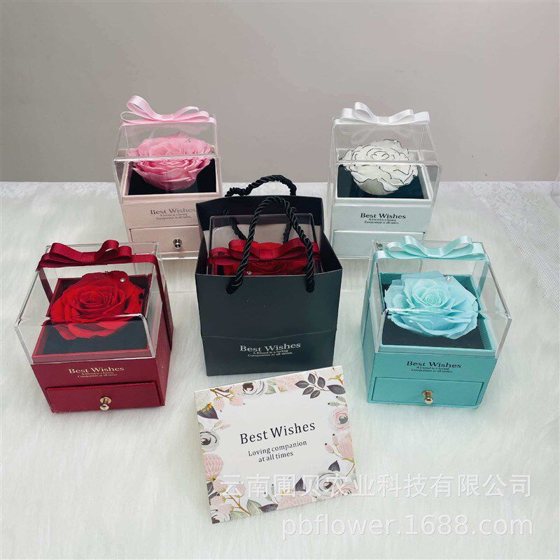 Dried Flowers Rose Flowers Tanabata Gift Acrylic Single Rose - 实物图