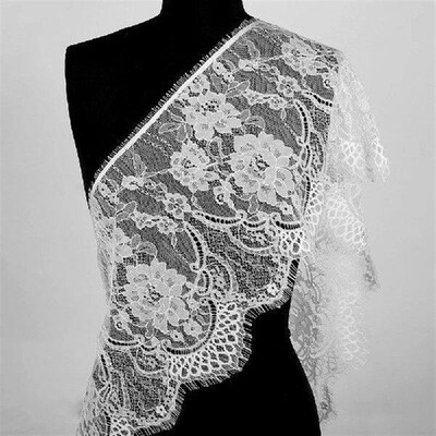 3 Yards Black&White Soft Floral Classic Lace Fabric Classic