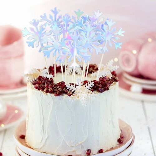 20/50pcs Snowflake Cake Topper Girl Christmas Birthday Cupca