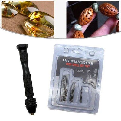 Black Hand Twirl Drill Manual Drilling Set Walnut Wood