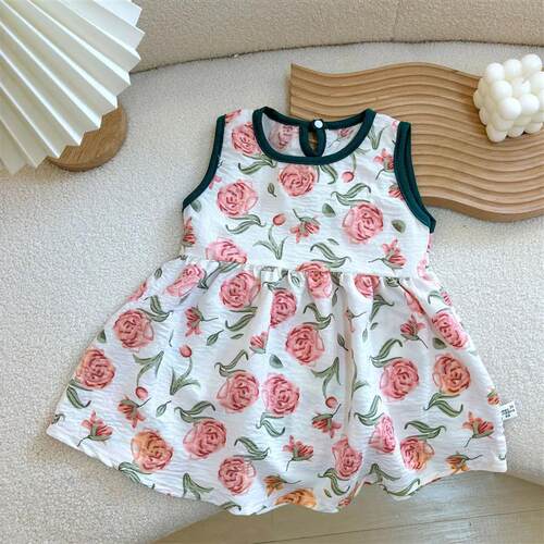 Girls Summer Princess Dress with Stylish Sleeveless Strappy