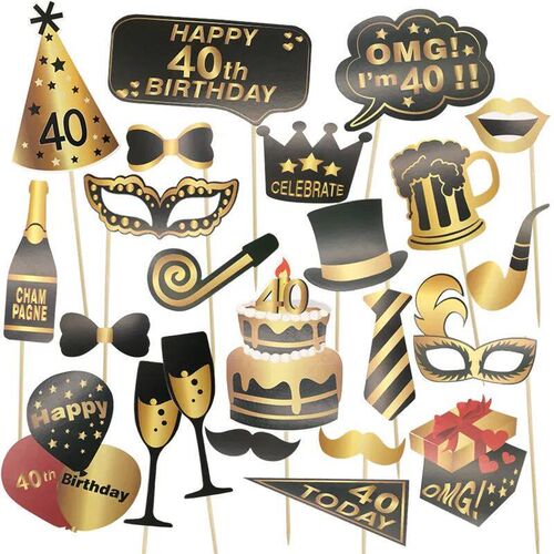 40 Year Birthday Balloons Banner Swirls Spiral Ornaments Pho