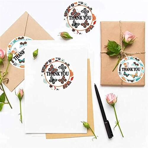 500pcs /rolls Thank You ers Labels Stamps Round Butterfly Mu
