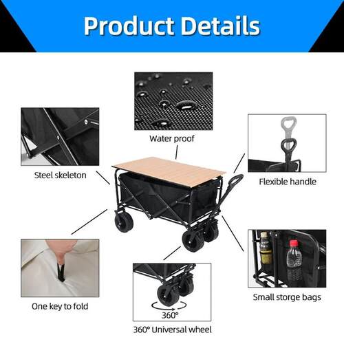 Collapsible Folding Utility Beach Cart Wagon Heavy Duty Larg