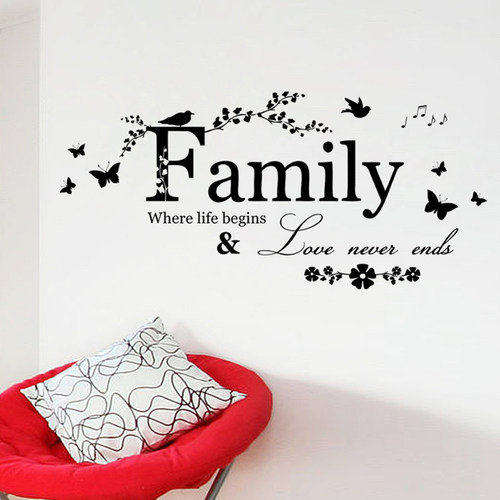 Family Love Never Ends Quote Vinyl Wall er Wall Decals Lette