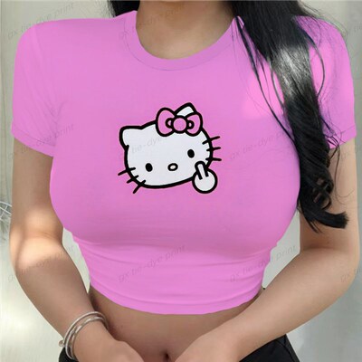 Kitty Printed Women T-shirts Harajuku 2023 New Tops Casual T
