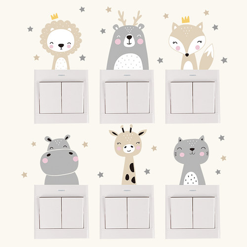 6pcs/set Boho Color Cute Smile Cartoon Animals Switch ers fo